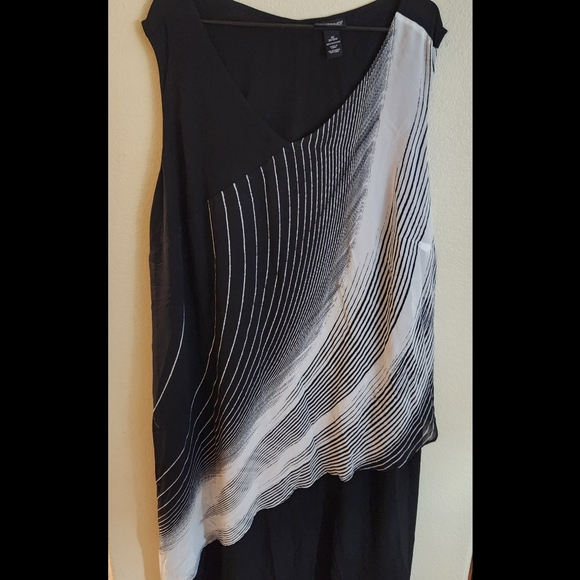 Catherines 3X Sleeveless Abstract Black Sheath Cocktail Dress - Picture 1 of 4